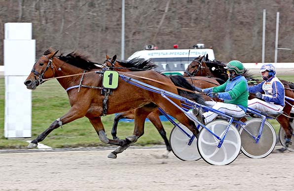 Sensation perfekt: Emoji (Hannu Voutilainen) sprintet zum ersten Karriere-Sieg - © traberfoto-sx